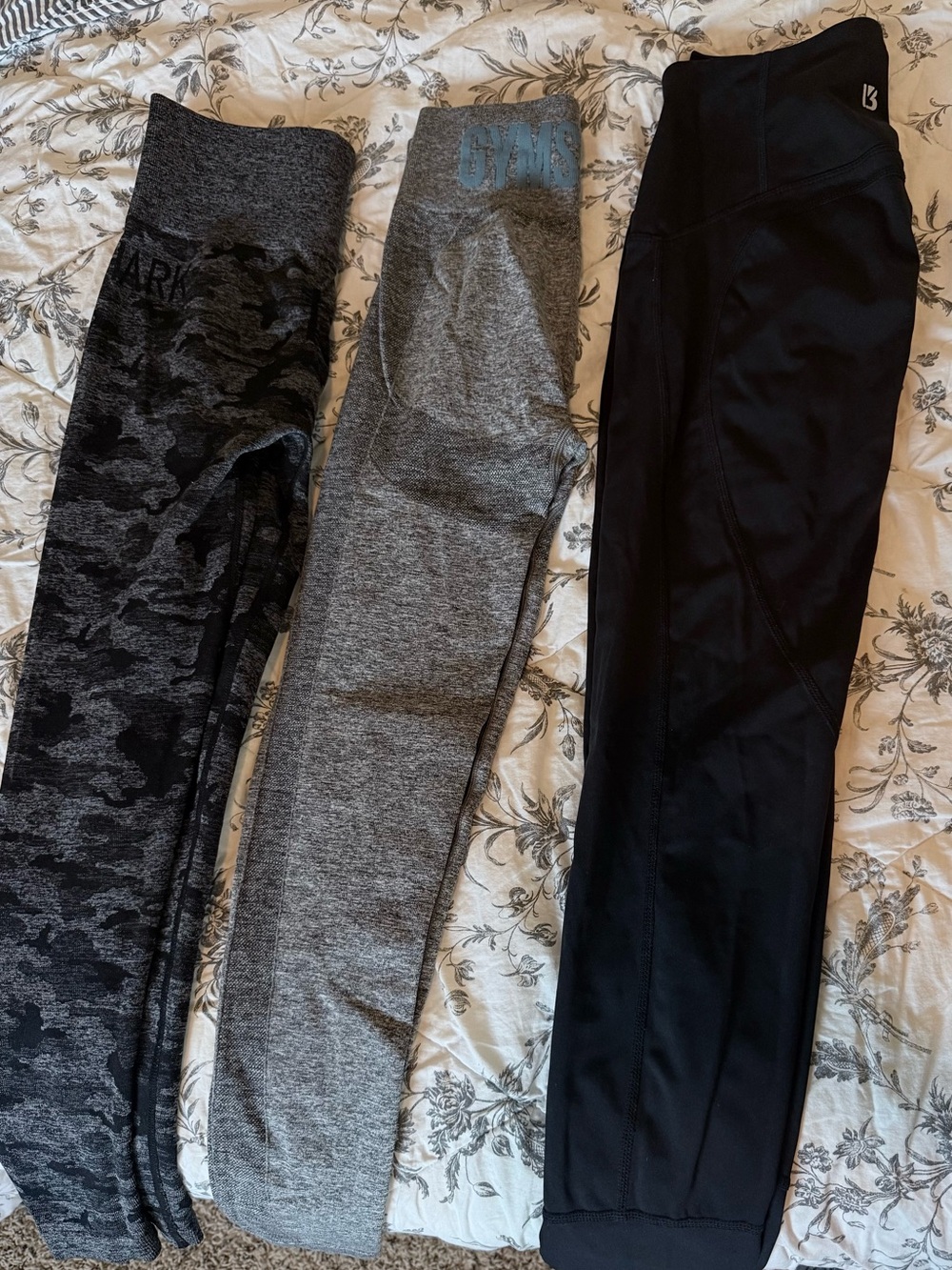 2 Gymshark and 1 buff bunny Black and Gray Seamless Leggings